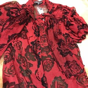 Red and Black Rose Blouse